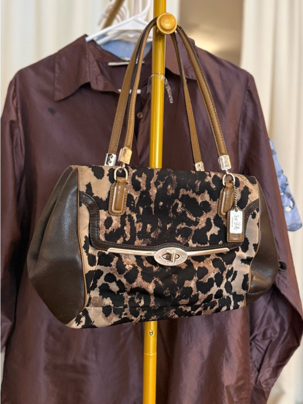 Coach Y2k Madison Ocelot Leopard Print Shoulder Bag in Brown and Black